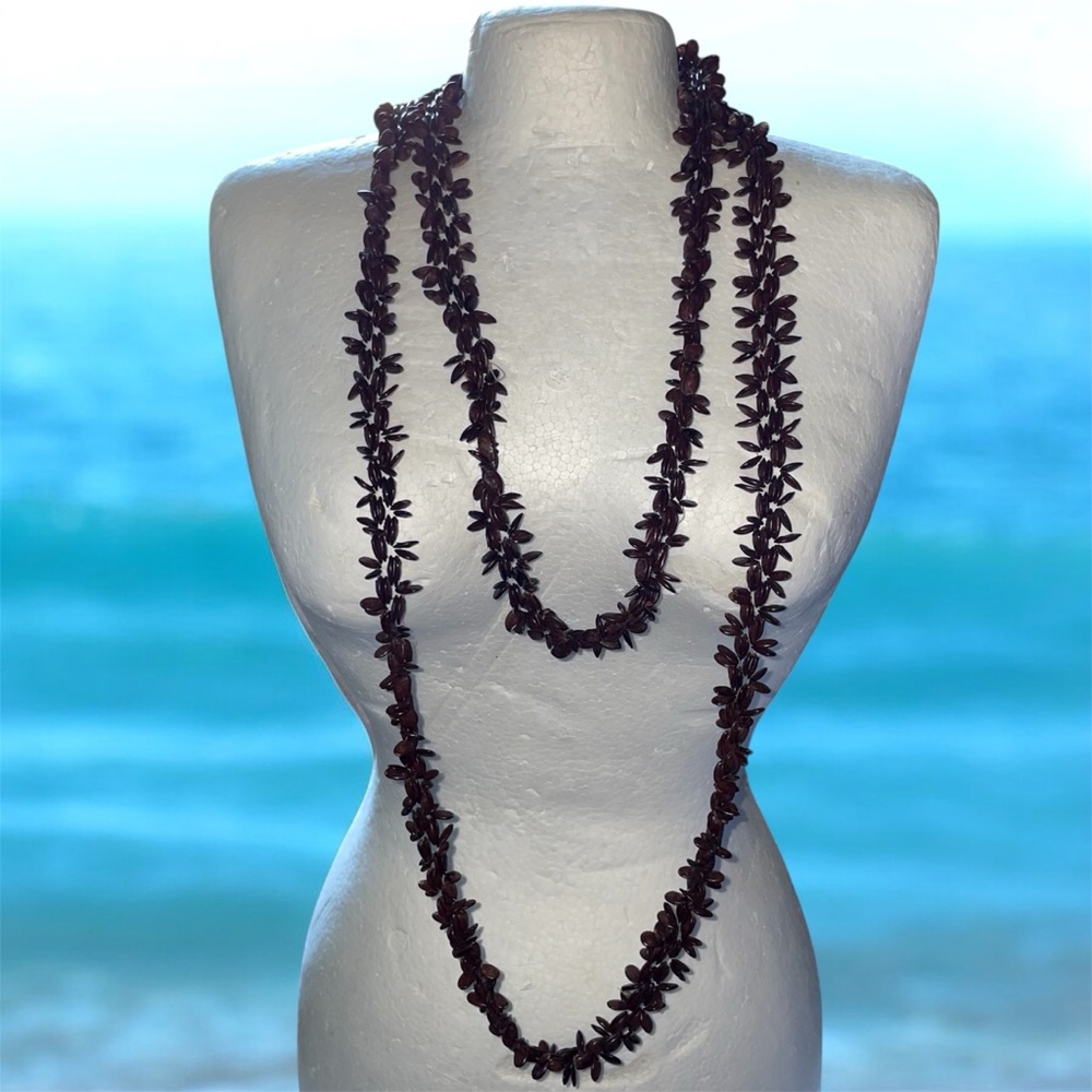 Natural brown Watermelon Seeds Long Necklaceβ Eco-Friendly vintage hand strung